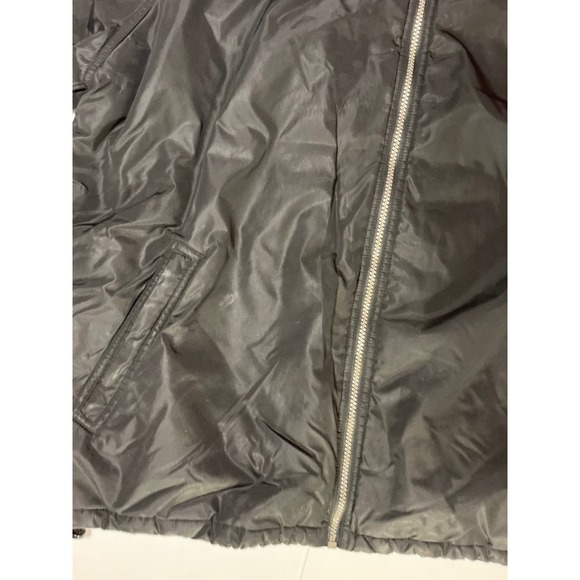 VTG Y2K Adidas Reversible Hooded Jacket Mens L Gray Black Baggy 3 Stripes - Picture 8 of 10